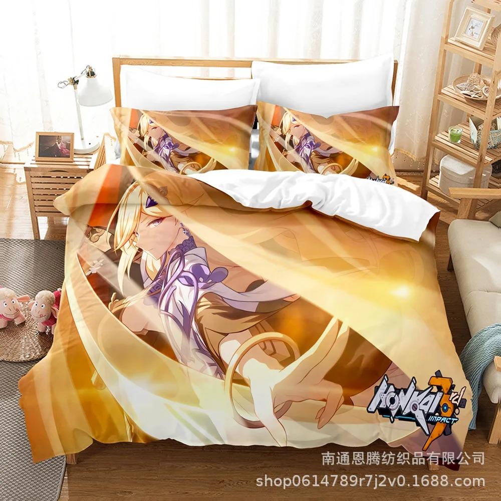 Honkai Impact 3 Bedding Set Single Twin Full Queen King Size Game Anime Bed Set Aldult Kid Bedroom Duvetcover Sets 3D Print 011