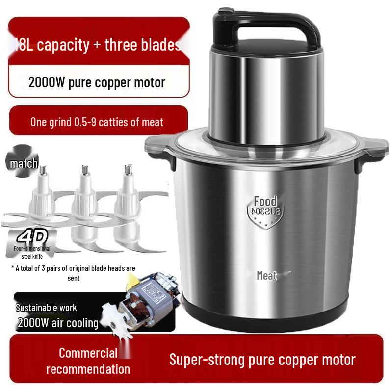 High-Power Multifunctional Food Processor: Electric Mincer & Mixer for Large Capacity