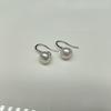 7-8mm Bread-Shaped Freshwater Pearl Earrings with S925 Silver & Gold Two-Tone High Heel Ear Hooks