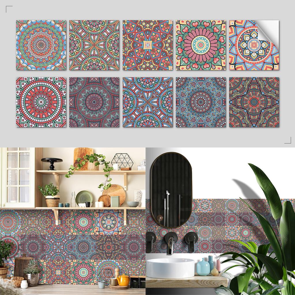 Nordic Tile Art Wall Sticker Kitchen Bathroom Waterproof And Oil-Proof Wallpaper Self-Adhesive Crystal Film Tile Sticker