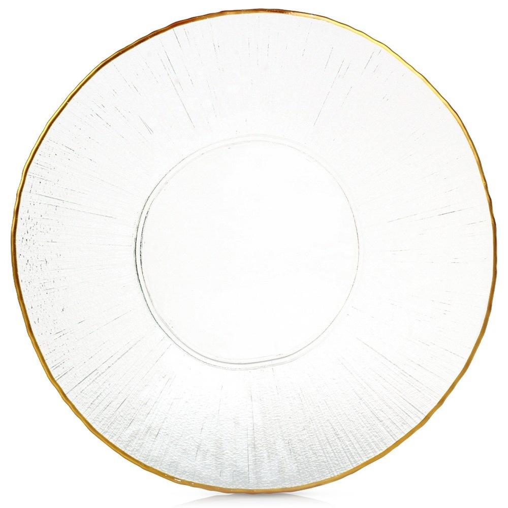 Dinner plate, shallow glass, gold platter, 30 cm