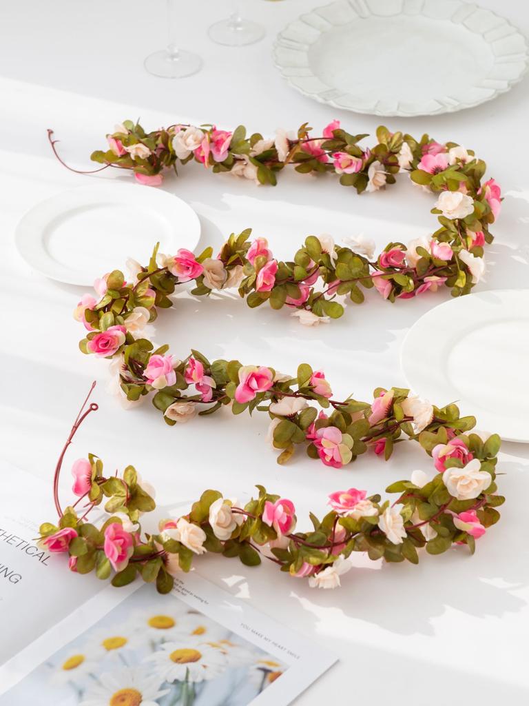 Silk Roses Artificial Flowers Garland For Wedding Season Home Room Decoration Spring Autumn Garden Arch DIY Gift Fake Plant Vine