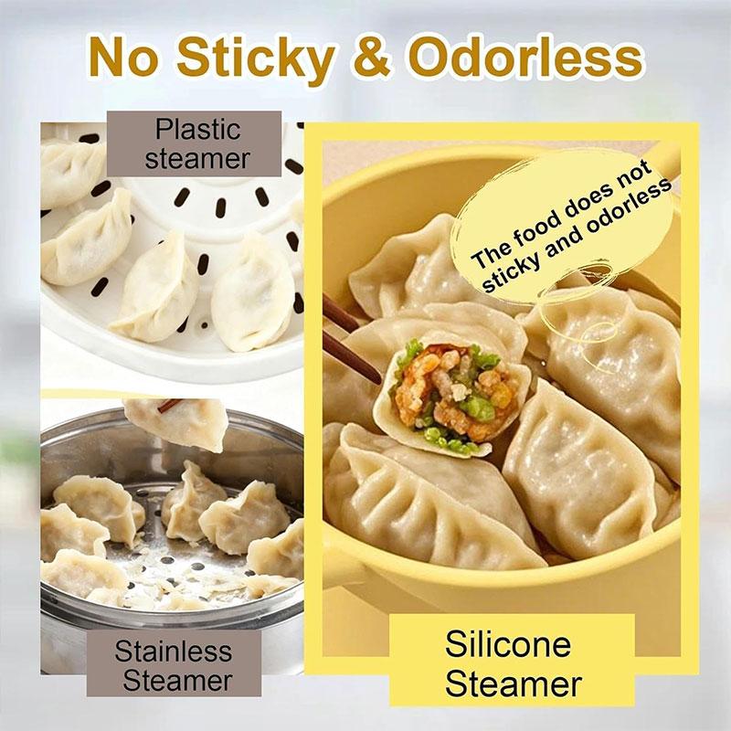 Silicone Microwave Steamer for Cooking Vegetable Steamer Microwave Bowls with Lids for Egg Dumpling Heating Food Dishwasher Safe