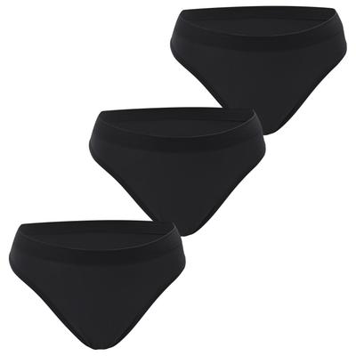 Panegy Sexy Plus Size Highly Solid Size L Women's Low-Rise T-Back Panties, 3-Pack, Underwear, Stretchy, Breathable, Color, #Black3,