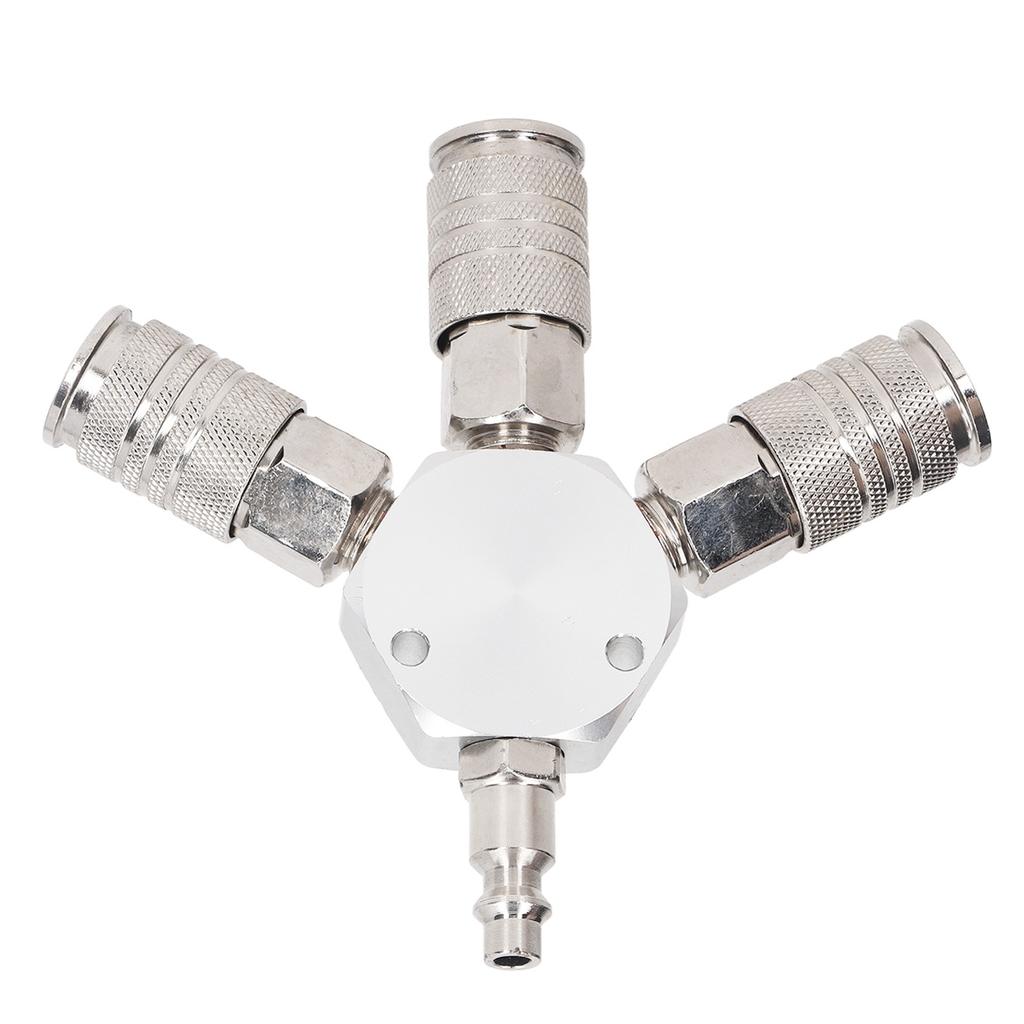 3 Way Air Splitter 1/4 Inch NPT Male Thread 3 Way Manifold Aluminum Alloy Pneumatic Fitting for Industrial