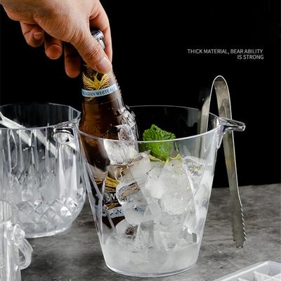 New Plastic Ice Bucket Durable To Fall Detachable Handle Ice Cube Container Easy To Clean Transparent Beer Barrel