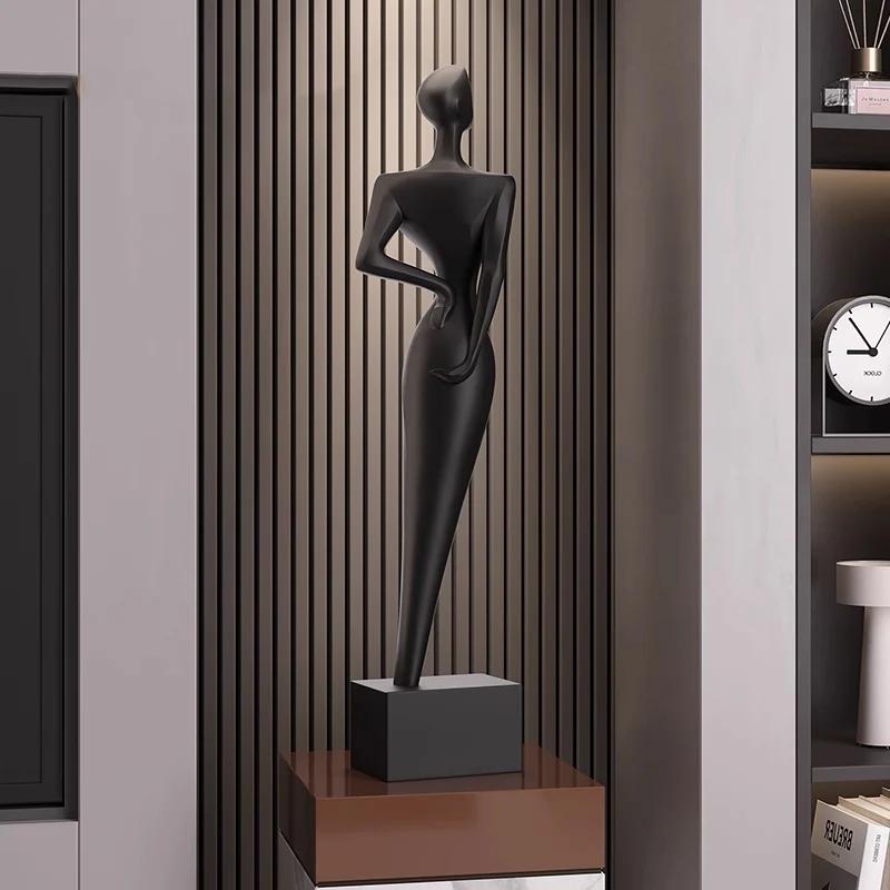 Figure Sculptures  Abstract Figure Art Sculpture Ornament Black Resin Sculpture Light Luxury TV Cabinet Home Decoration Crafts