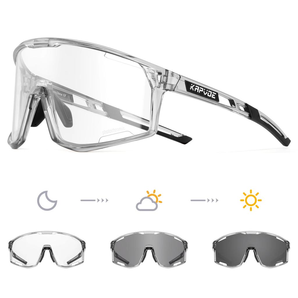 Kapvoe Photochromic Cycling Glasses Sunglasses for Men's Cycle Sun Glasses MTB UV400 Goggles Woman Road Bike Bicycle Eyewear