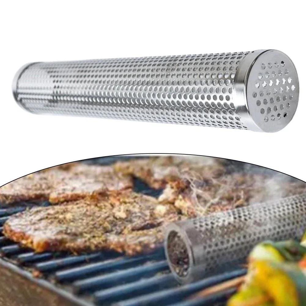 Stainless Steel BBQ Smoker Grill Tube Perforated Mesh Smoker Tube Filter Gadget Generator Pellet Smoking BBQ Accessories Tools