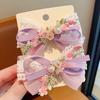Girl Hair Pin Thin Organza Lace Embroidery Flower Lace Imitation Pearls Decor Hair Clip Spring Forest Style Hairpin
