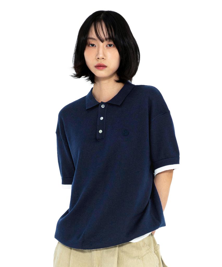 XTONZ Xtk181 Colored Layered Collar Knit (Navy)