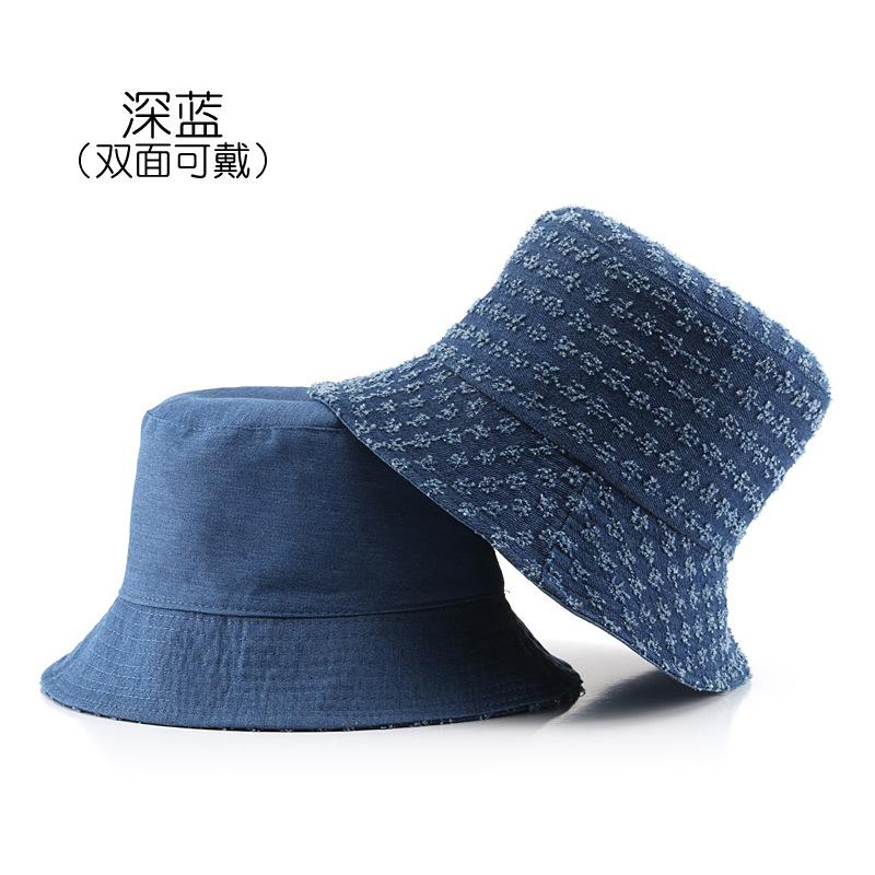 Hat Spring and Autumn Plaid Dome Denim Bucket Hat Fashion Street Trend Sunscreen Sunshade Basin Hat