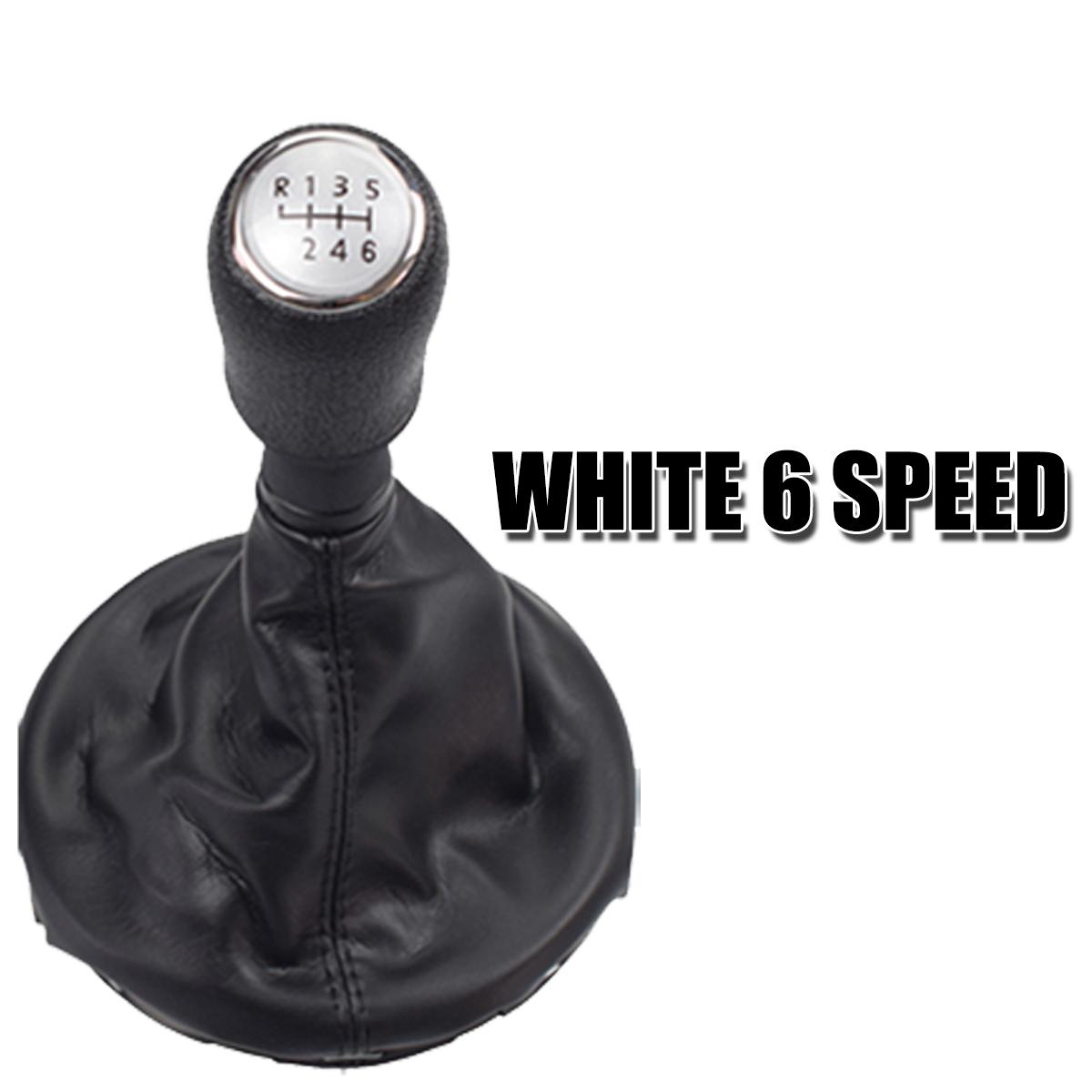 5/6 Speed Manual Black Set Gear Shift Knob Protective Case for VW T5 T5.1 T6 Leather Gear Lever Case Dustproof Replaceable Case WHITE 6 SPEED