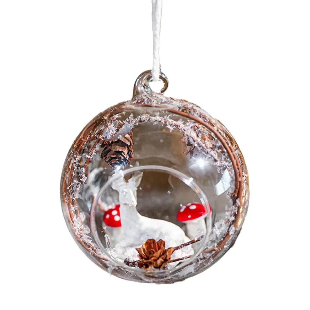 Weihnachtskugeln aus Glas Transparent Klein Anhänger Szenenkugel Weihnachtsschmuck Weihnachtsdekorationen Adornos De Navidad Zuhause