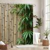 Tenda Doccia Recinzione Naturale 180x180cm – Steli e Foglie Verdi Rustici su Beige, Arredo Bagno Minimalista Zen, 12 Ganci