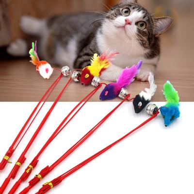 Teaser Stick Mouse Shape Interactive Plastic Cat Teaser Stick for Indoor