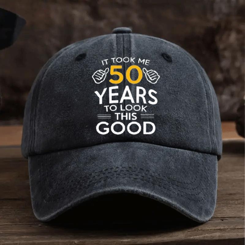

Baseball Cap 1pc It Looks So Good at 50 Printed Baseball Cap Unisex Vintage Washed Sun HatAppropriate for Any Season One Size