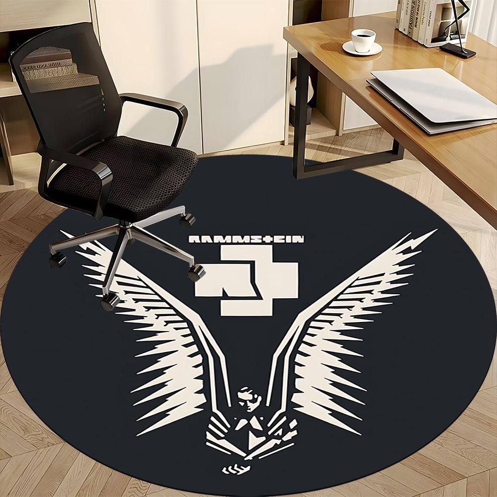 1PC RAMMSTEIN Office Round Rug, Non-slip, Soft and Durable Office Rug for Interior Decoration, Perfect for Office, Beautiful Decoration