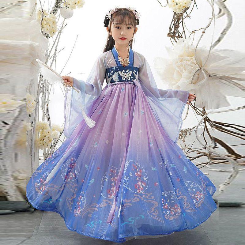 Retro Chinese Hanfu Dress Imitation Chinese Tang Dynasty Girls Dress