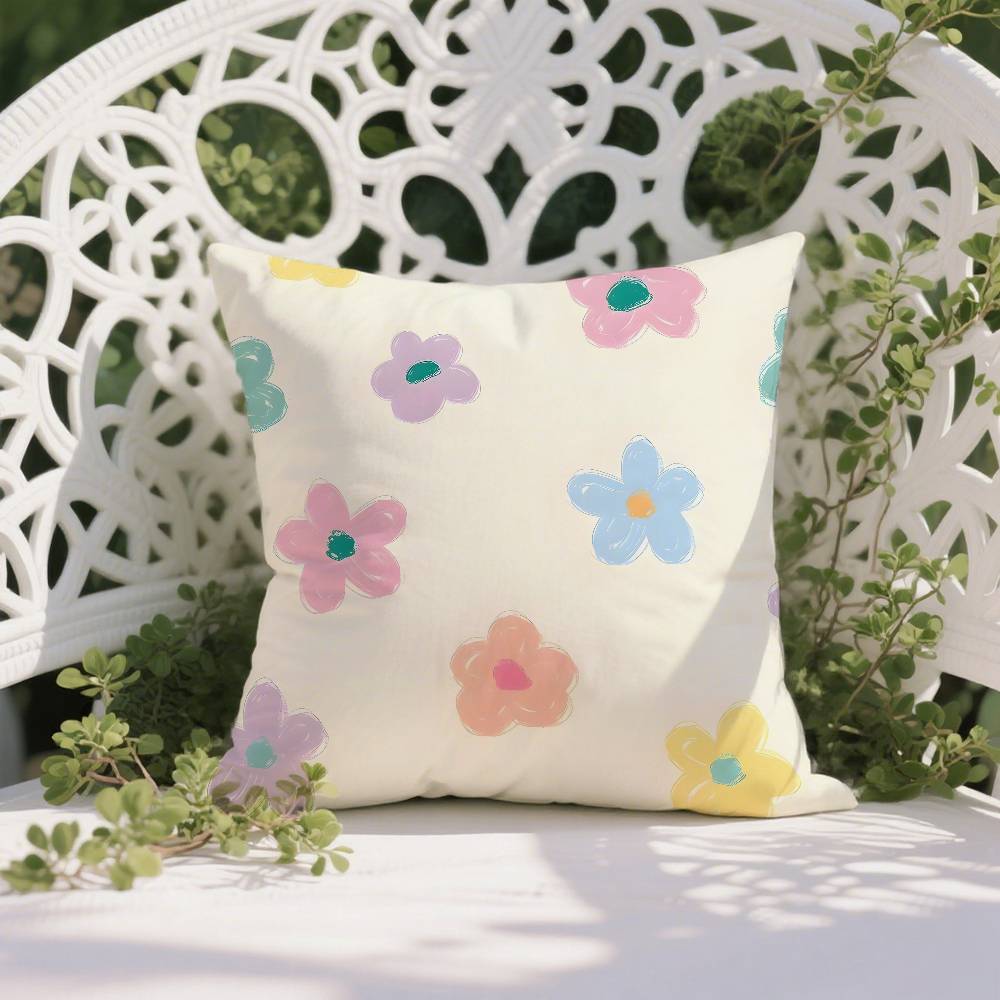 

Girls For Spring Floral Ins Print Pillow Case Anti-dustmite Pillowcase Invisible Zipper Silky Short Plush Sofa Cushion Cover 12x12Inch