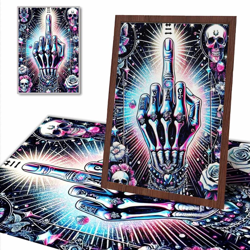 Full Round Diamond Painting Middle Finger Art Rhinestone Picture Mosaic DIY 5D Cross Stitch Embroidery Home Decoration