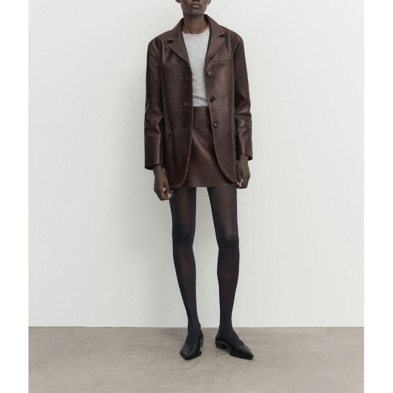 Fall and Winter New Arrival Women's Clothing Old Money Style Leather Suit Outwear 0471273 Mini Skirt 0530874