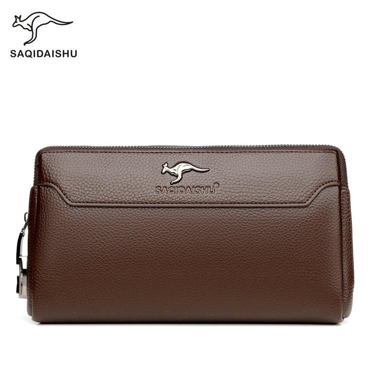 

Men s lychee pattern business clutch bag with lock anti-theft bag коричневий