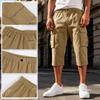 Heren Effen Kleur Knopen Elastische Taille Cargo Capri Broek met Zes Zakken Werkkleding Stijl Casual Pasvorm