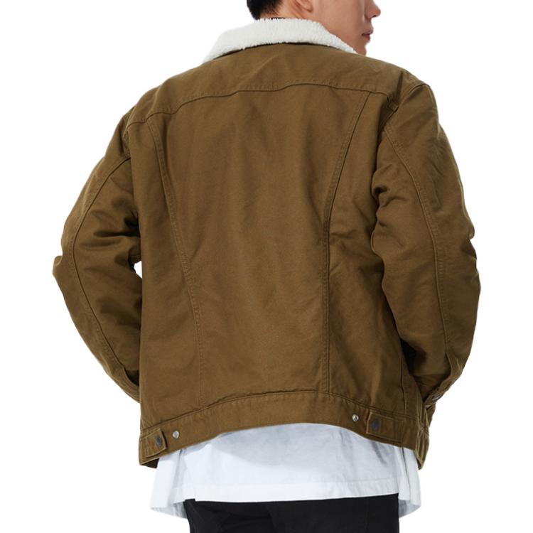 Levis FW22 Jednokolorowa Jednorzędowa Gruba Kurtka Unisex Kurtki Wojskowy Zielony 16365-0189