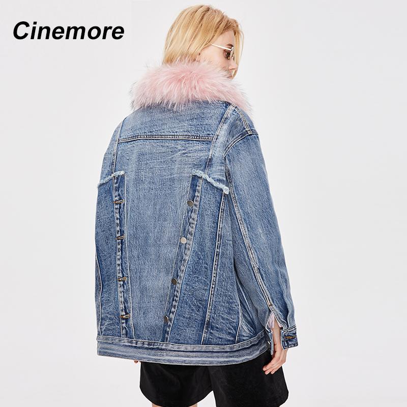 Cinemore 2022 Winter New Denim Parker Women Ccollar  Detachable Thick Down Jcket Liner Mid-length  Women's Winter Jackets 82064