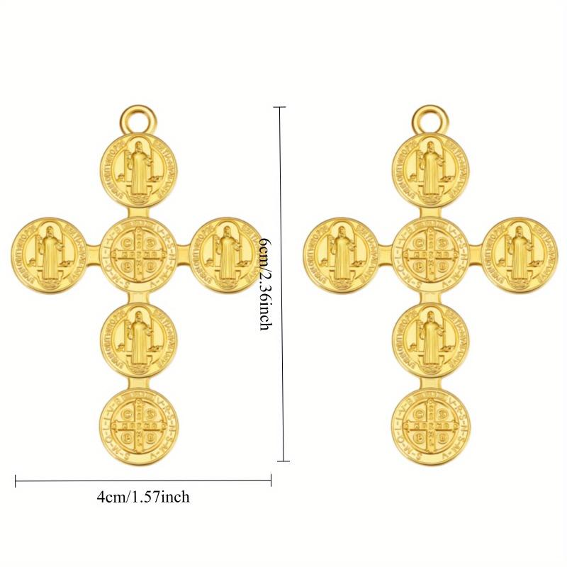 Retro Catholic St. Benedict Exorcist Cross Tag Pendant Key Chains DIY Charms for Jewelry Crafts Making.