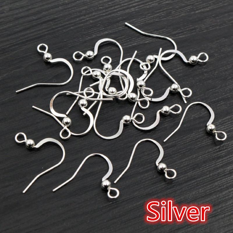 100 Pcs Copper Earring Hooks 19x18mm with Round Beads for DIY Handmade Jewelry Accessories, 20g