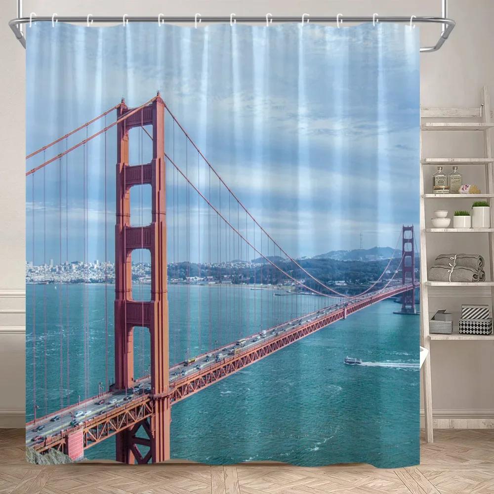 Urban Architecture Shower Curtain New York City Center Architectural Landscape Bathtub Partition Polyester Fabric Bathroom Decor