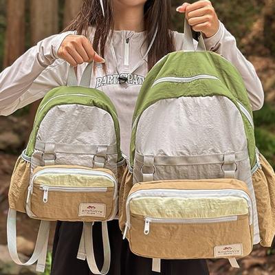 School Bag Mountain New High-value Retro Fresh Contrasting Color Splicing Backpack Men and Women Lightweight Travel Mountaineering Backpack