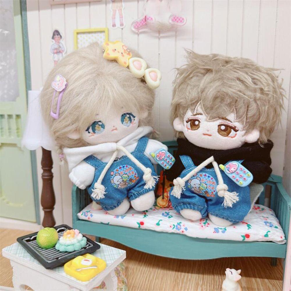 2 Styles Doll Lovely Dress Cartoon Jeans Overalls 10cm Cotton Doll/EXO Idol Dolls