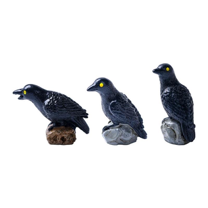 

3PCS Realistic Jackdaw Figurines Handmade Items Bird Decorations For Yard Enhancements And Indoor Presentation 1