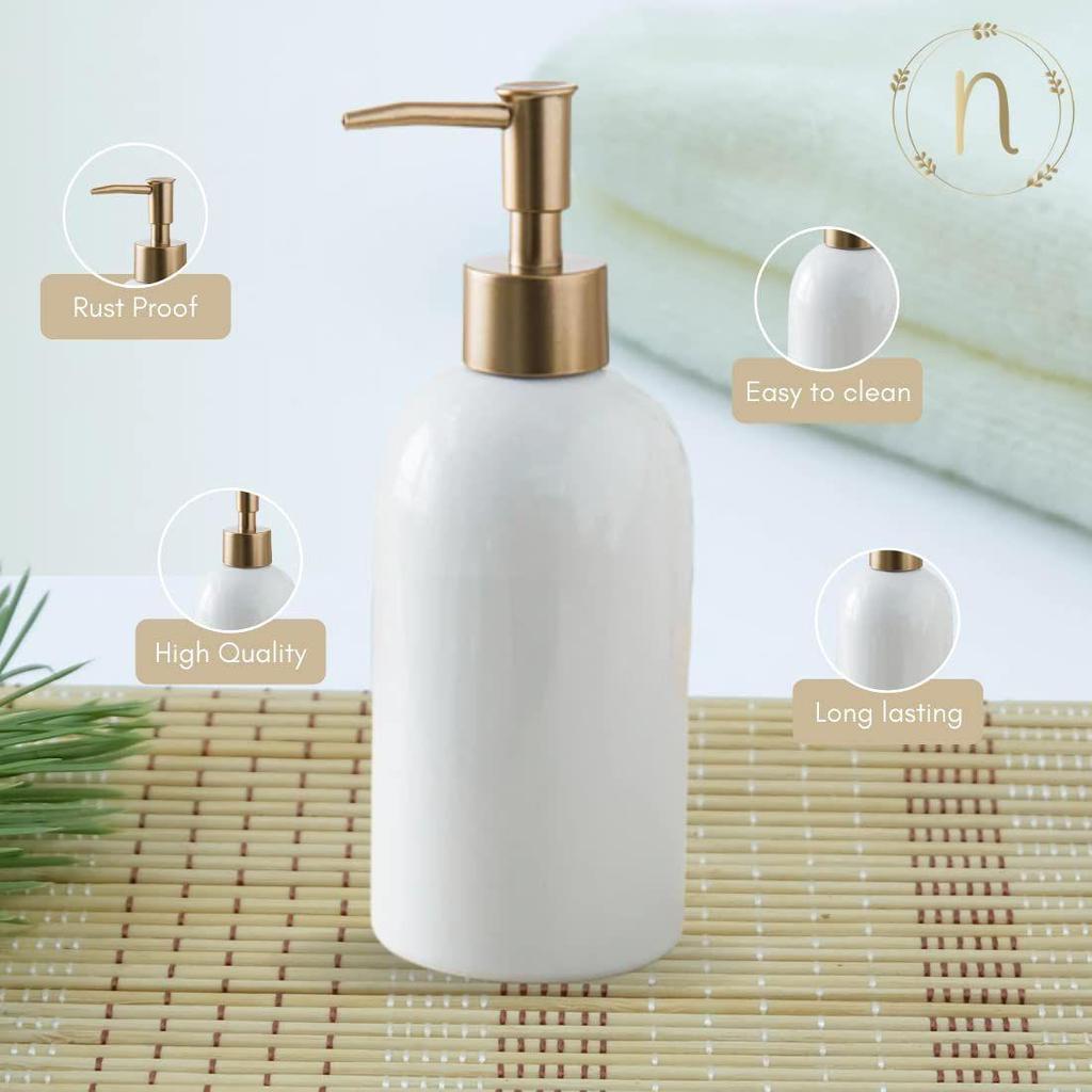 cCeramic Liquid Soap Dispenser for Bathroom (420 Ml) - Handwash Dispenser Bottle with Pump for Kitchen - Soap Dispenser