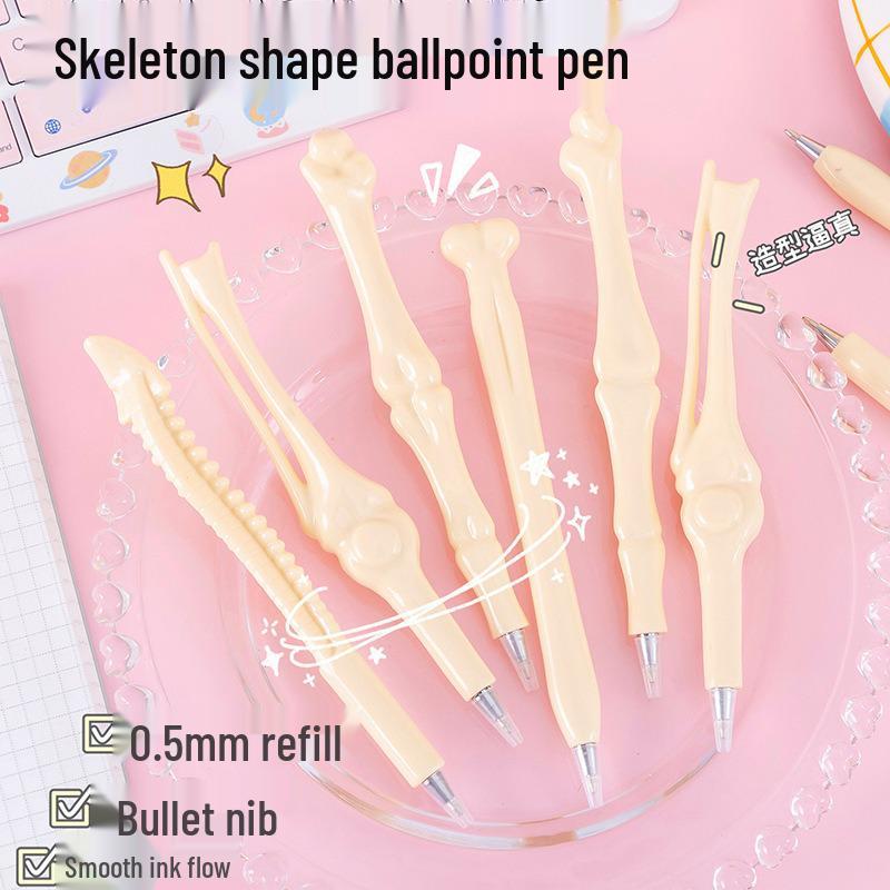 Creative Novelty Realistic Bone Bead Pen – Black Signature Student Stationery