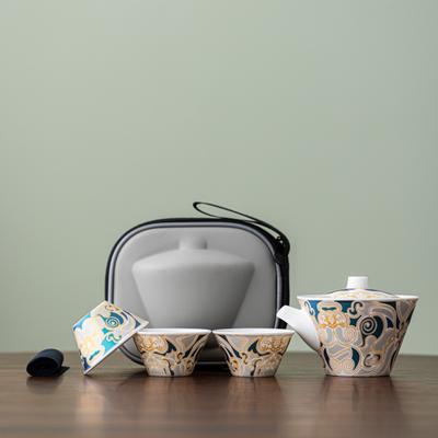 Théière de Voyage Portative en Céramique Tasse à Thé Service à Thé Camping Extérieur Ménage Service à Thé Kung Fu Un Pot Trois Tasses Ensemble de Théière Nouveau