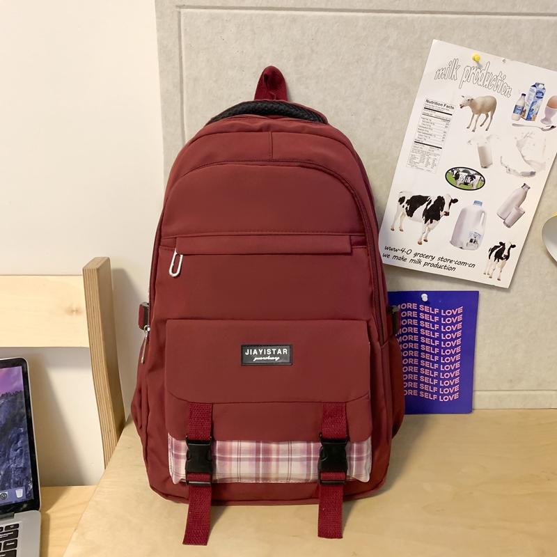 Student Backpack Couple Backpack Campus Plaid School Bag