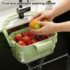 New Hanging Telescopic Drain Basket Thickened Kitchen Household Fruit Washing Rice Washing Basket Water Filter Rack