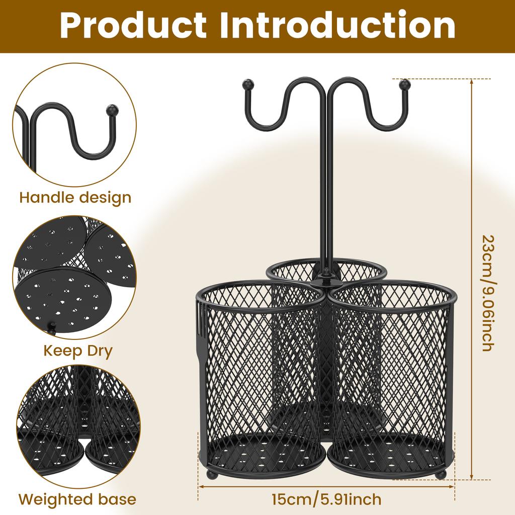 Redskapskorg Bestickhållare Köksbänk Bestickorganisatör Metallredskapshållare Ställ Torkställ För Hemmet