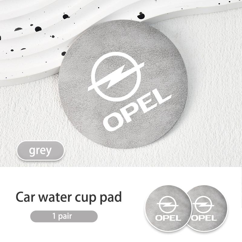 2pcs Suede Car Coaster Non-slip Water Cup Mat Bottle Holder Pad For Opel Insignia Corsa Zafira Mokka Grandland Antara Ampera