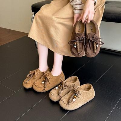 Moda Plataforma Feminina 2025 Novos Mocassins Retrô Slip-on Calçar Sapatos Solteiros para Usar ao Ar Livre