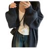 Damen Übergroßer Strick-Cardigan Lockerer V-Ausschnitt Langarm Weicher Warmer Pullover-Mantel Einfarbiger