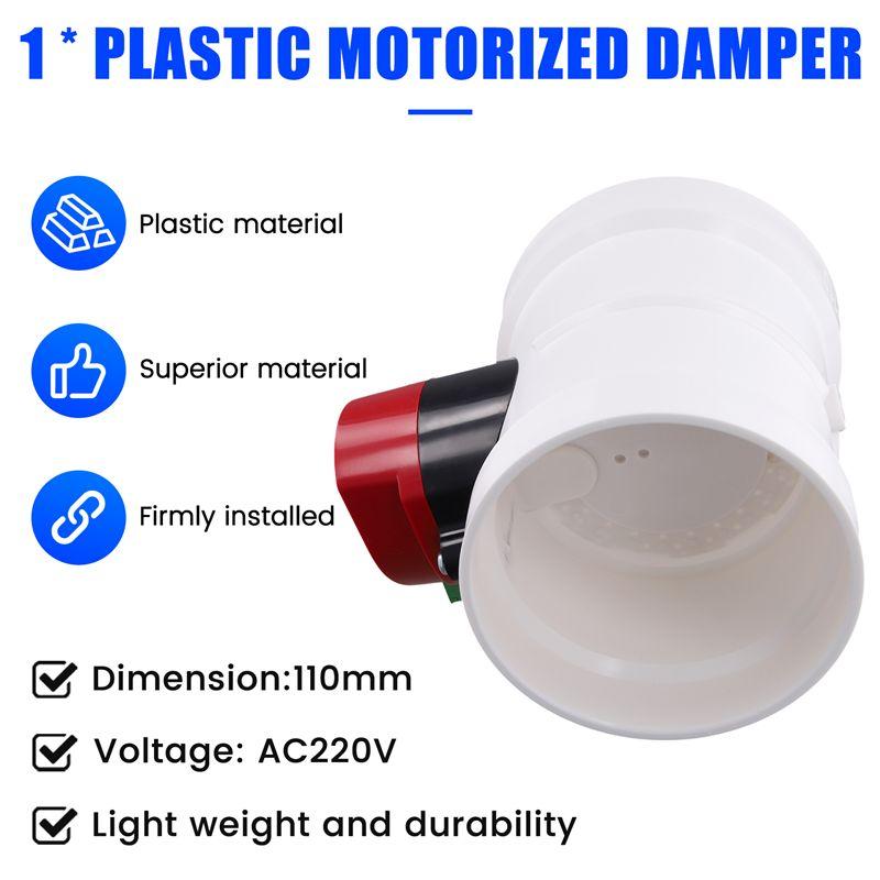 A84E-Attuatore Motorizzato in Plastica Valvola di Non Ritorno in PVC Regolatore di Volume per Condotto d'Aria per Tubo di Ventilazione 220VAC