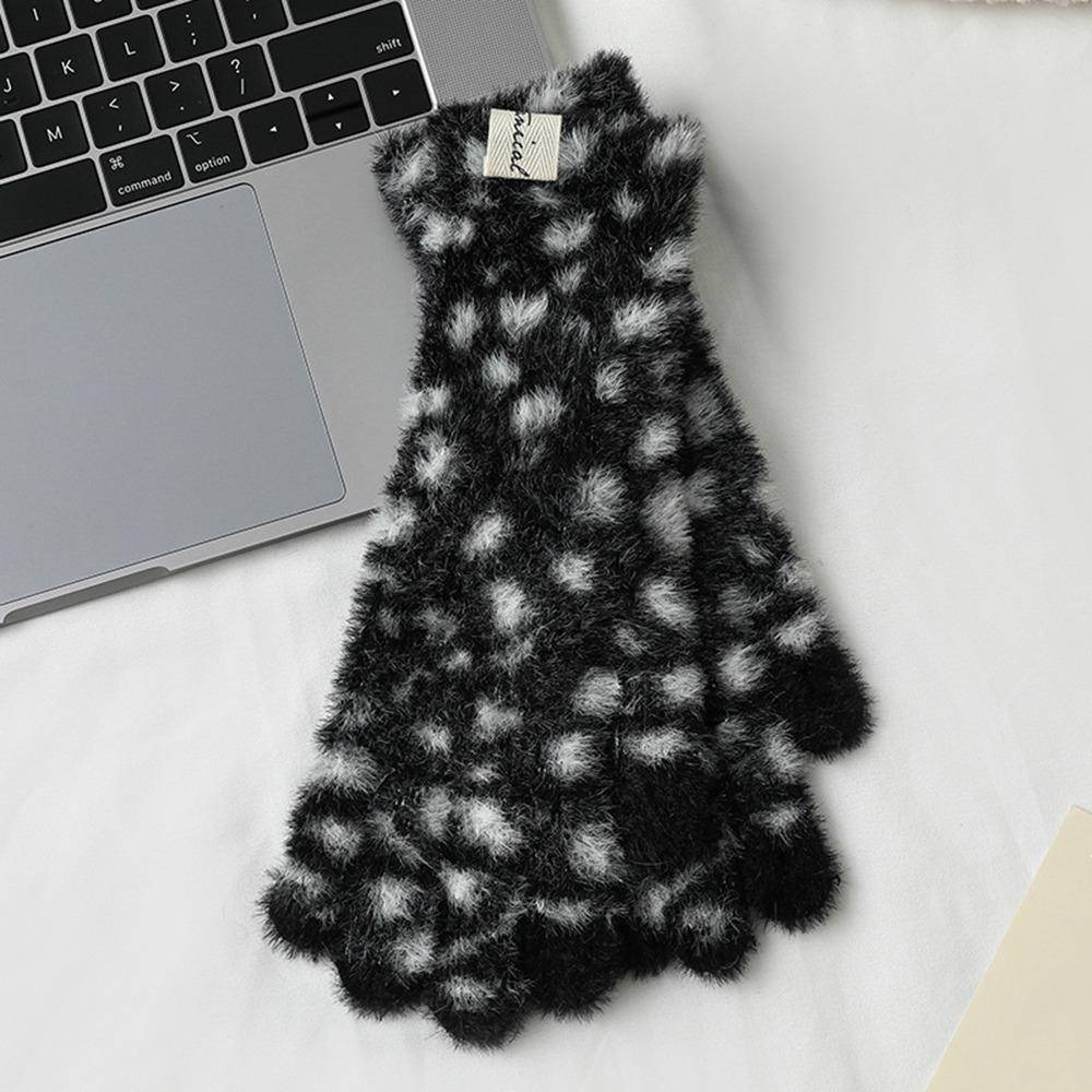 

Fashion Rabbit Winter Warm Gloves Knitted Touch Screen Warm Knit Mittens Stretchy Soft Arm Warmers Cold Weather чорний