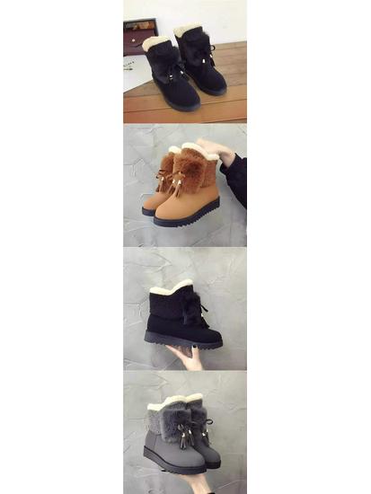 Women's 2025 Winter Snow Boots: Velvet-Lined, Thick Warm Cotton, Leather & Fur, Non-Slip Thick Sole, Fashionable Short Design.
