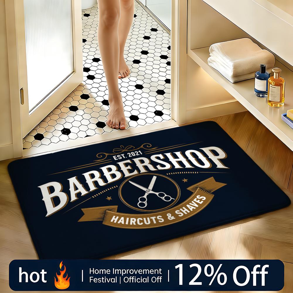 Soft Absorbent Non-Slip Rug Barber Shop Mat Floor Mat Home Decor Doormat Bedroom Floor Mat Shower Carpet
