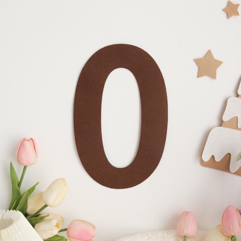 Coffee Brown 1st Birthday Photo Prop: Non-woven Fabric Large Number